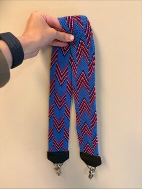Salt Strap: Blue & Red Chevron Knit Bag Strap — “jack” color
